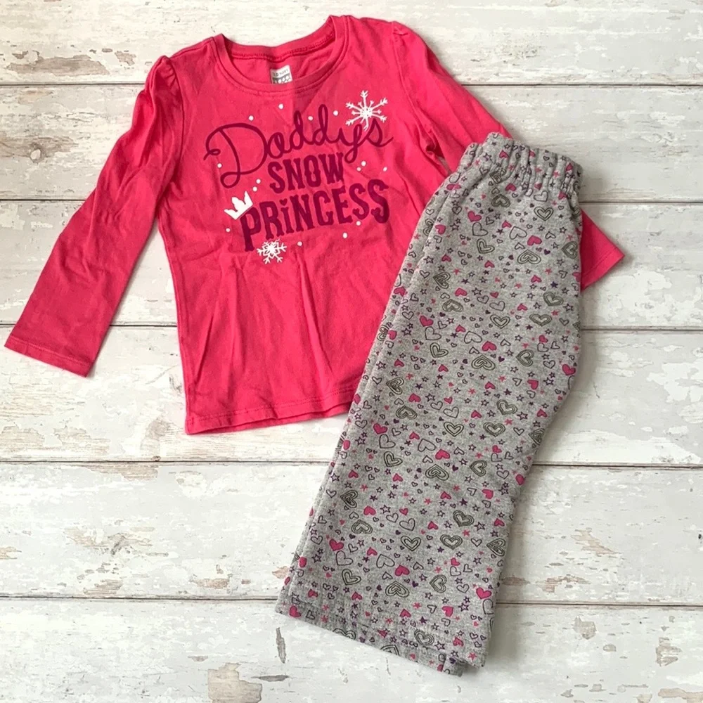 Old Navy 2T Girls Fleece Sweatpants Hearts Print & Pink Long Sleeve Shirt Size 2